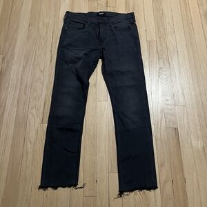 Paige Jeans Mens 31 (Fits 31x28) Lennox Straight Dark Wash Stretch Fringed Denim